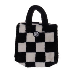 Zwart-witte geblokte handtas