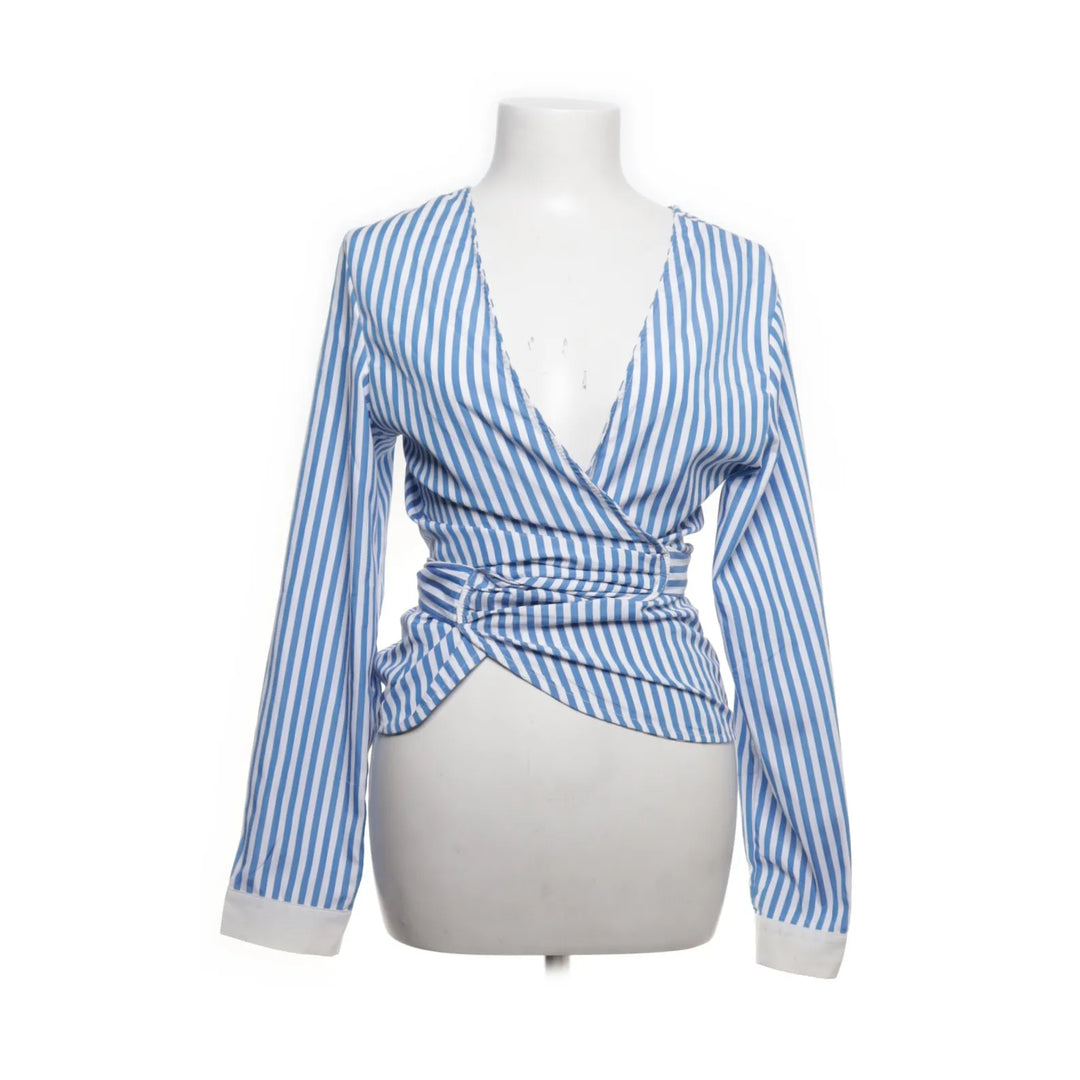 Wit, Blauw - Wikkelblouse
