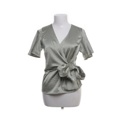 Object | Grijze satijnen wikkelblouse