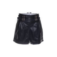 River Island | Zwarte leren shortje met gespen