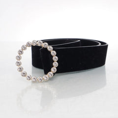 Zwarte Riem met Kristallen Gesp