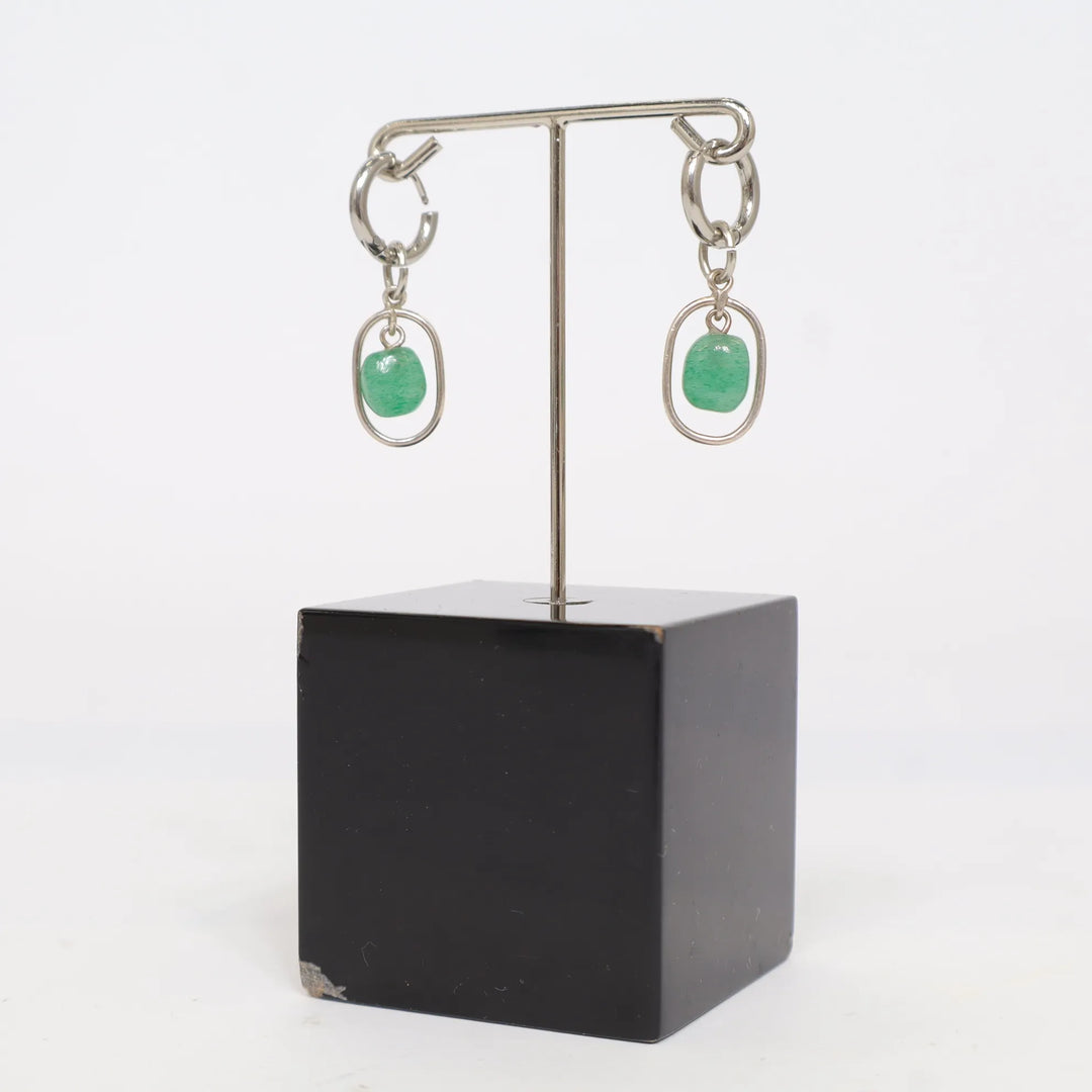 Zilver, Groen - Oorbellen