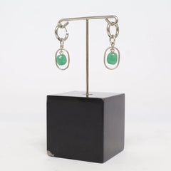 Zilver, Groen - Oorbellen