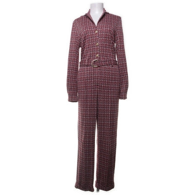 Vanilia | Bordeaux Geruite Jumpsuit