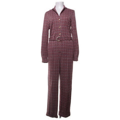 Vanilia | Bordeaux Geruite Jumpsuit