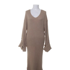 Maxi jurk | Beige gebreide maxi-jurk