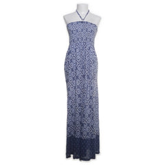 Blue Motion | Blauwe geprinte maxi-jurk