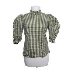 Custommade | Groene geruite pofmouwblouse
