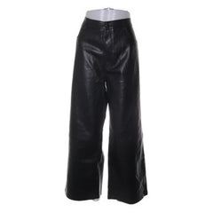 The Black Label Collection Lager 157 | Zwarte Leren Broek Wijd