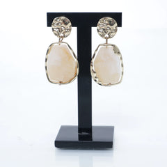 Beige, Goud - Oorbellen