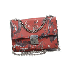 Mango | Rode schoudertas met bloemenprint en ketting