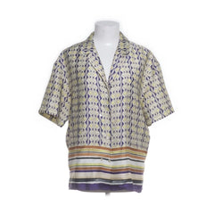 Mango Suit | Beige Zijden Blouse met Patroon