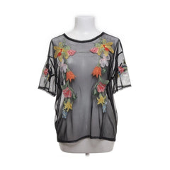 Zara | Zwarte doorschijnende bloementop