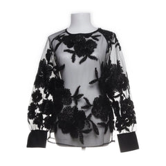 Naracamicie | Zwarte transparante bloemenblouse