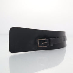 Zwarte brede riem met zilveren gesp