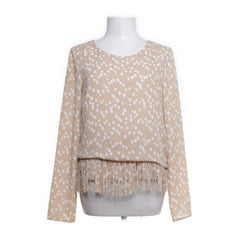 Patrizia Pepe | Beige stippen blouse met franje