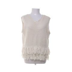 Second Female | Crème gebreide franje vest
