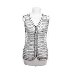 Gilet | Witte gehaakte mouwloze vest