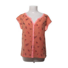 Maison Scotch | Koraalrode blouse met bladprint