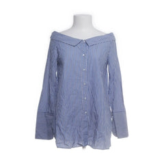 Zara Trafaluc Collection | Blauwe gestreepte off-shoulder blouse