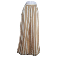 Zara | Beige gestreepte wijde broek