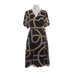 Just | Zwart-beige geometrische jurk