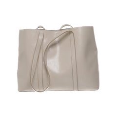 Beige Leren Shopper Tas