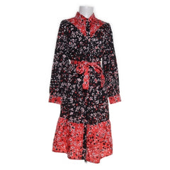 Wednesday's Girl | Zwart-rode bloemen maxi-jurk