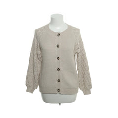 Free/Quent | Beige Gebreid Vest met Kantmouwen